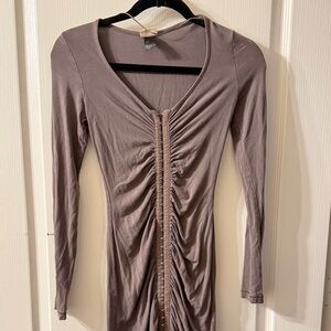 H&M Purple Ruched Long Sleeve Bodycon Dress